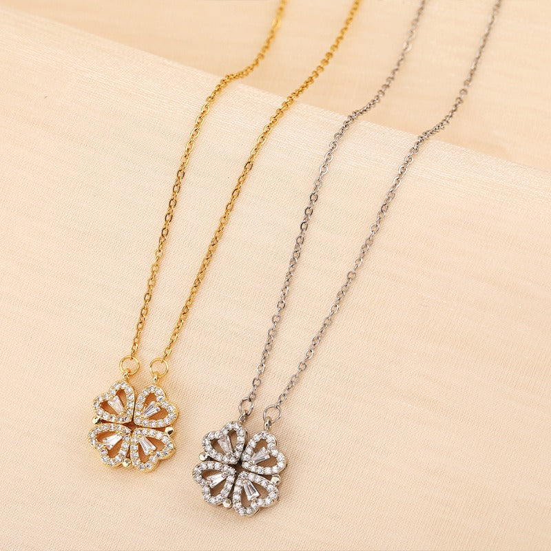 Dual-Wear Heart-to-Heart Clover Necklace