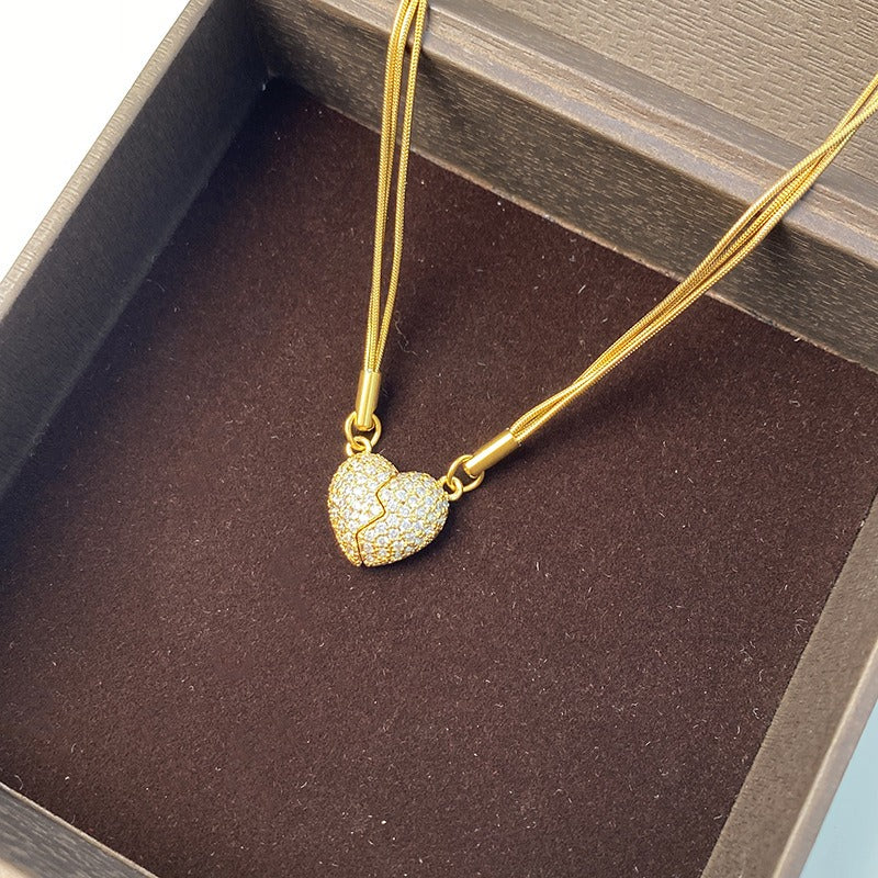 Creative Magnetic Heart Embrace Necklace