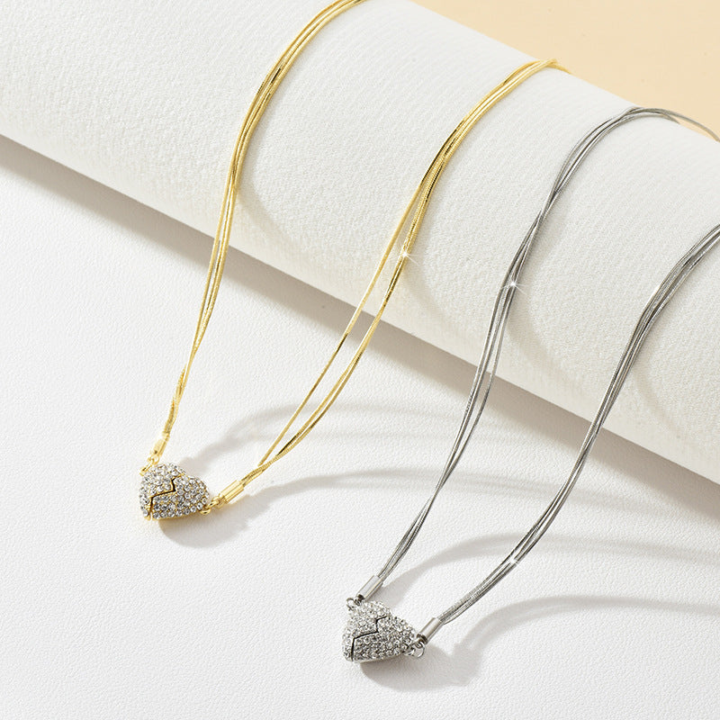 Creative Magnetic Heart Embrace Necklace
