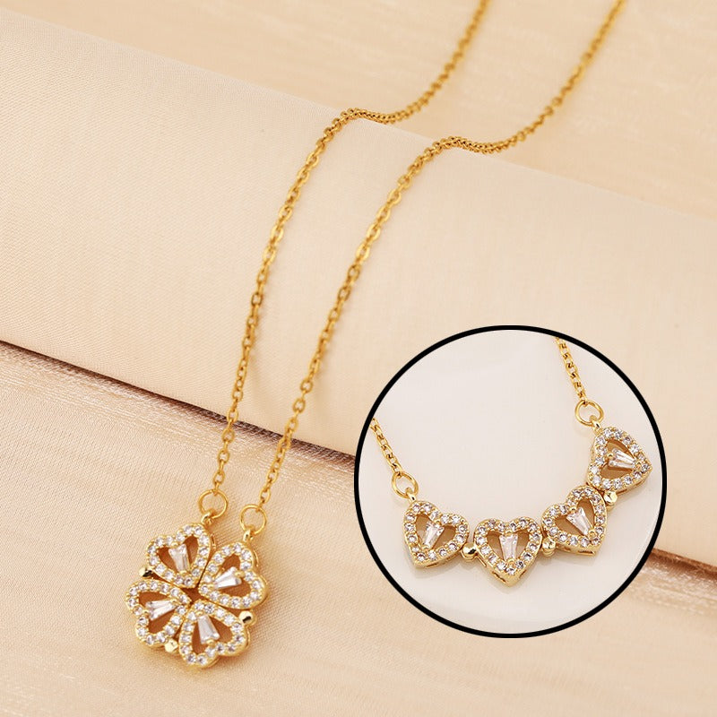 Dual-Wear Heart-to-Heart Clover Necklace