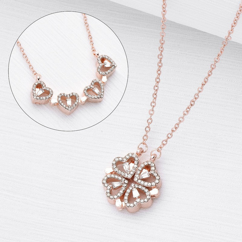 Dual-Wear Heart-to-Heart Clover Necklace