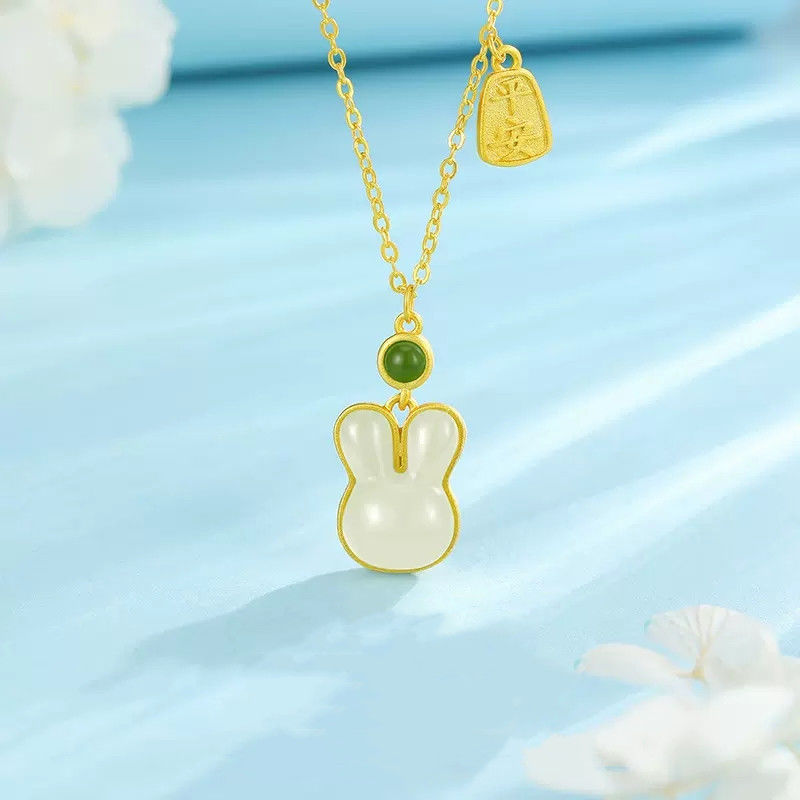 CA Jade Rabbit Blessing Talisman Necklaces