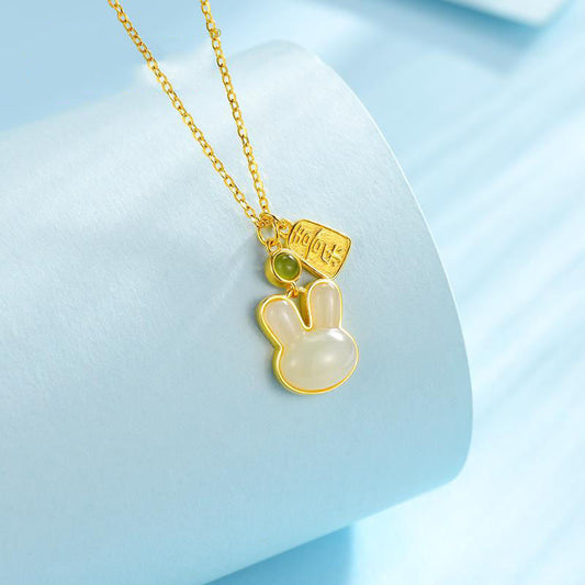 CA Jade Rabbit Blessing Talisman Necklaces